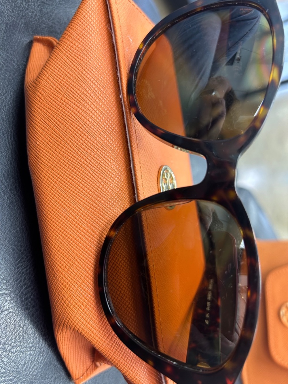 Tory Burch #TY7163U Tortoiseshell Frame Sunglasses with Orange Case